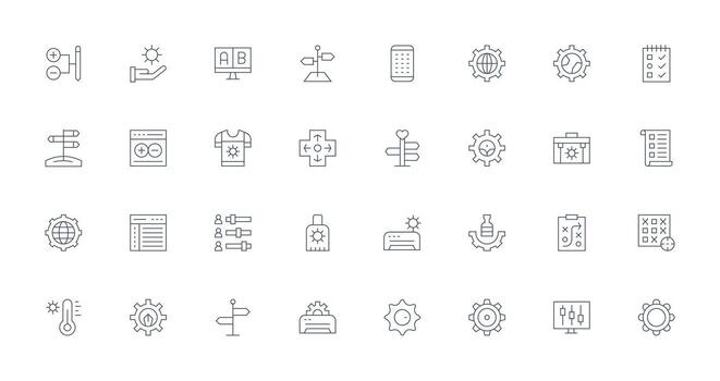 Options Visual Pack containing 32 Thin Line Icons Clean Icon Set Icon Pack for UI Projects vector