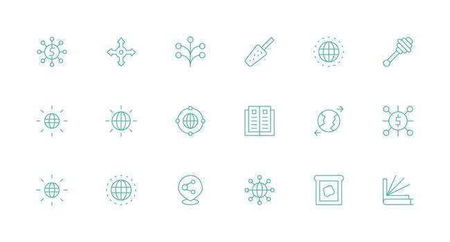 18 íconos para untado en mínimo línea formato sensible icono conjunto para flexible diseños vector