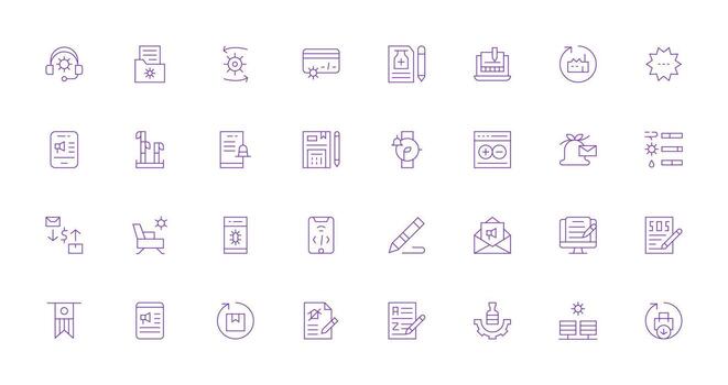 Update Visual Pack containing 32 Thin Line Icons All Device Compatible Icon Set vector