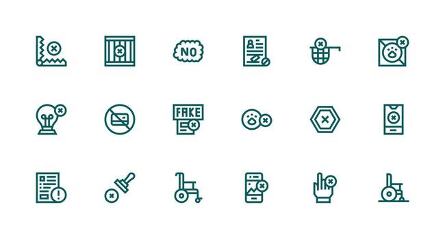Strong Stroke Line Style Invalid Icons with 18 Vectors UI and UX Focused Icon Collection
