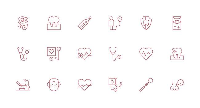 18 Minimal Line Style Icons from Checkup Collection General Use Icon Pack vector