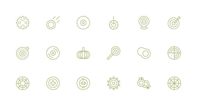 concéntrico visual paquete conteniendo 18 mínimo línea íconos organizado icono paquete para rápido acceso vector