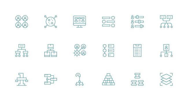 Minimal Line Style Hierarchy Icons with 18 Vectors Layout Icon Collection