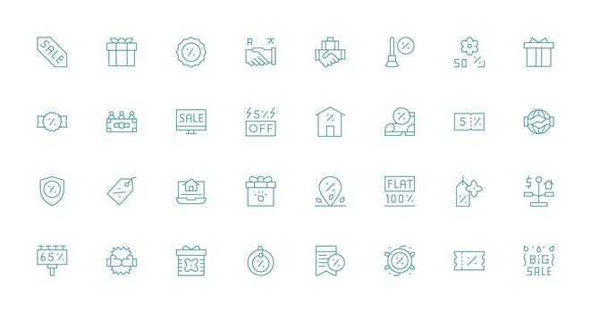 32 Icons for Deal in Thin Line Format Icon Pack for UI vector