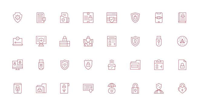 Encryption featuring 32 Icons in Thin Line Design Style Icon Set vector
