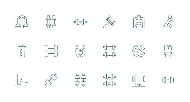 Muscle Icon Set with 18 Minimal Line Graphics Flexible Icon System for Web Interfaces vector