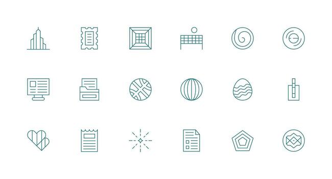 18 Lines Icons in Minimal Line Aesthetic Clean Icon Collection for Web Use vector