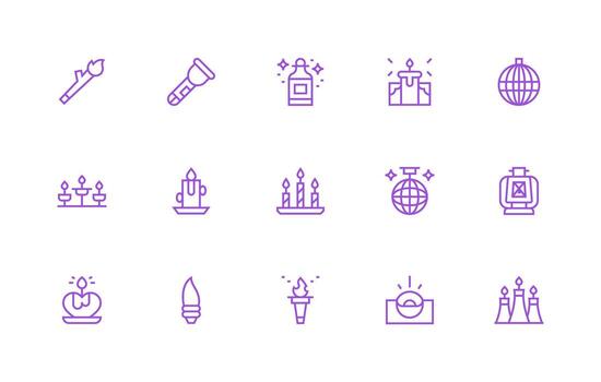 15 Glow Icons in Regular Line Aesthetic Interface Icons for Daily Use vector