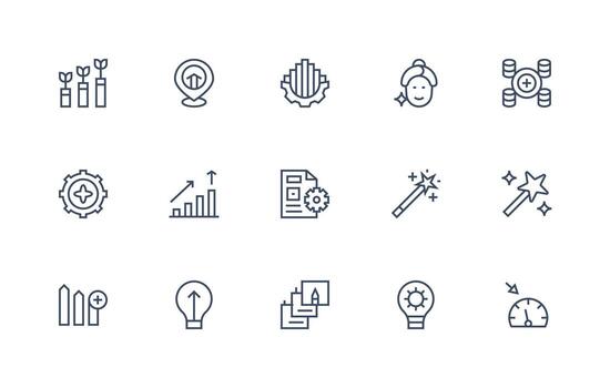 Enhancement Set with 15 Regular Line Icons Flexible Icon System for Web Interfaces vector