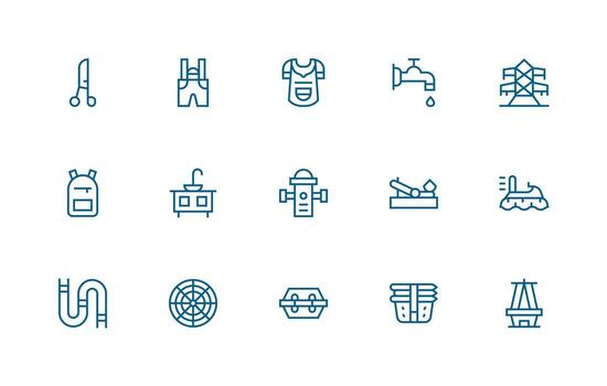 Utility Icon Collection with 15 Regular Line Designs Web Icon Collection vector