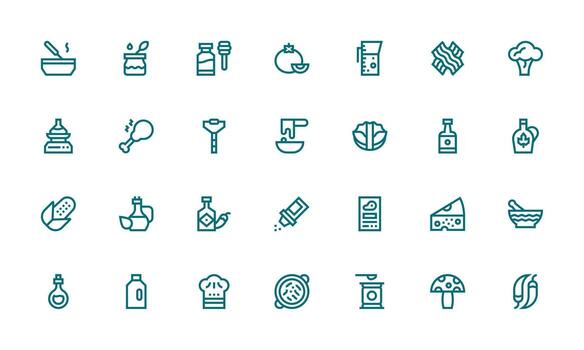 Ingredient Set with 28 Bold Line Icons Scalable Icons for All Themes vector