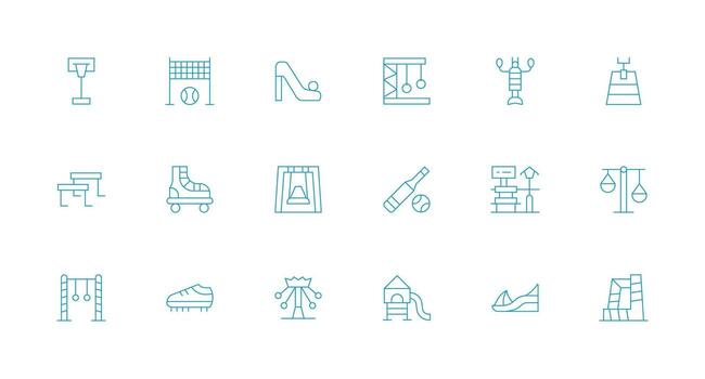 18 Playground Icons in Minimal Line Aesthetic User Interface Icons for Digital Products vector