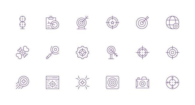 Objective including 18 Minimal Line Illustrations Clean Icon Set Icon Pack for UI Projects vector