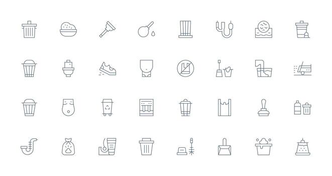Waste Icon Collection with 32 Thin Line Designs Neatly Designed Icons for Web Platforms vector