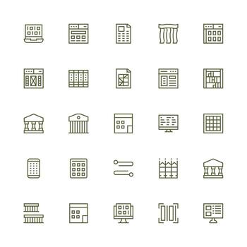 25 Medium Stroke Outline Style Icons from Columns Collection Detailed Icon Collection for Design Systems vector
