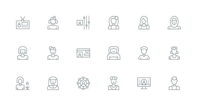 perfil imagen diseño íconos presentando 18 en mínimo línea estilo optimizado icono paquete para digital productos vector