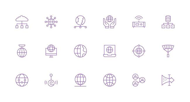 Network Connection Set with 18 Minimal Line Icons Multi-Style Icons for Creative Projects vector