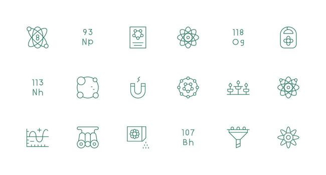 Physics Icon Collection with 18 Minimal Line Designs Icon Pack for Various Themes vector
