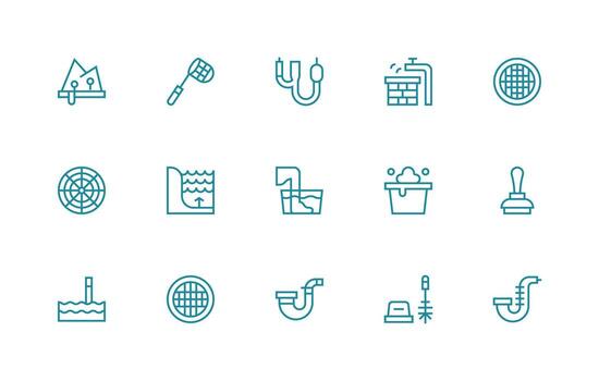 Drainage Set with 15 Regular Line Icons Neat Icon Set vector