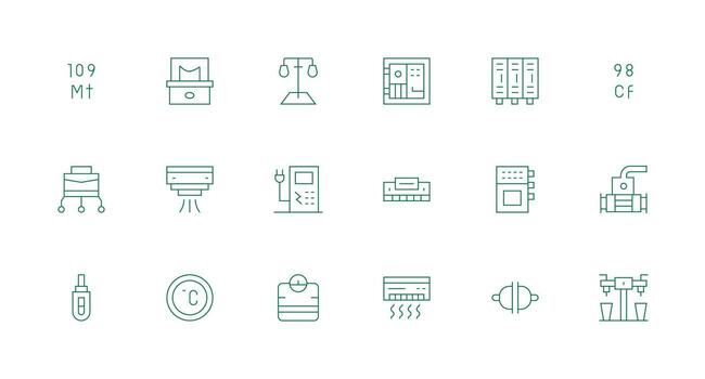 Unit Icon Set with 18 Minimal Line Graphics High-Quality Icon Pack vector