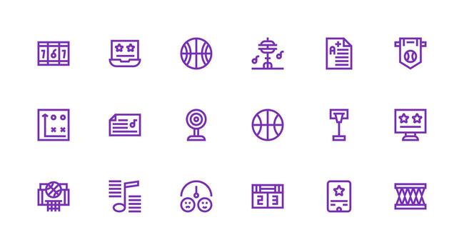 18 fuerte carrera línea estilo íconos desde Puntuación colección mínimo icono conjunto para interfaz proyectos vector