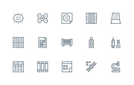 Cells Icon Set with 15 Regular Line Graphics Versatile Icon Collection for Designers vector