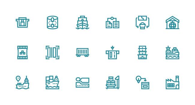 Import Icon Collection with 18 Strong Stroke Line Designs UI Icon Set vector