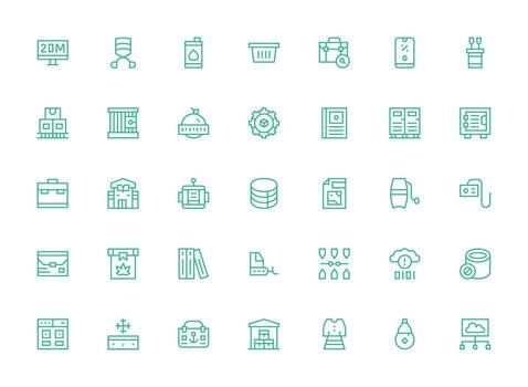 Regular Clean Line Icons from Storage Set with 35 Vectors Layout Icon Collection