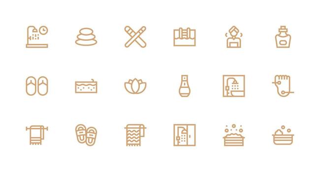 Strong Stroke Line Icons from Spa Set with 18 Vectors Design Ready Icon Set for Teams