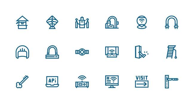 18 Access Point Icons in Strong Stroke Line Aesthetic Flexible Icon System for Web Interfaces vector