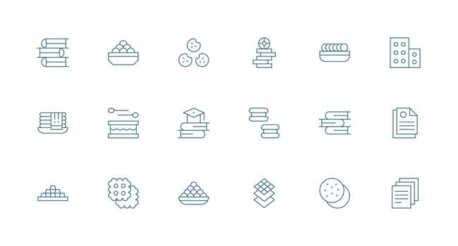 Stack Icon Set with 18 Minimal Line Graphics Organized Glyph Icons for Fast Design vector