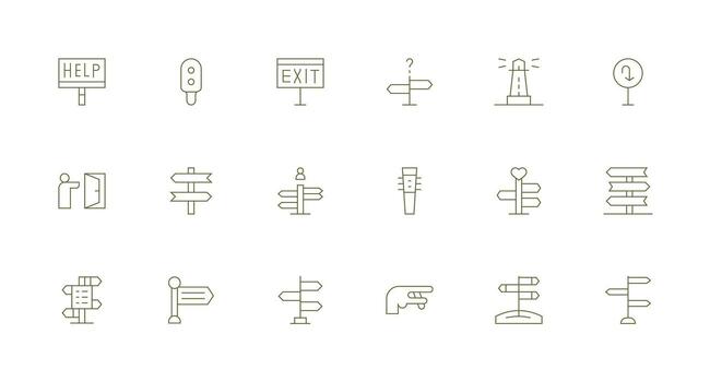 18 Minimal Line Designs for Guidance Icons Scalable Icons for Cross-Platform Interfaces vector