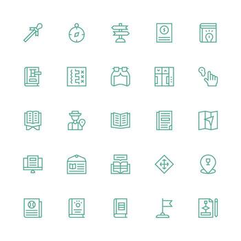Medium Stroke Outline Style Guide Icons with 25 Vectors Versatile Icon Collection for Designers