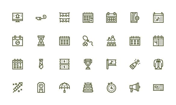 Event Icon Set with 28 Bold Line Graphics Clean Icon Set Icon Pack for UI Projects vector
