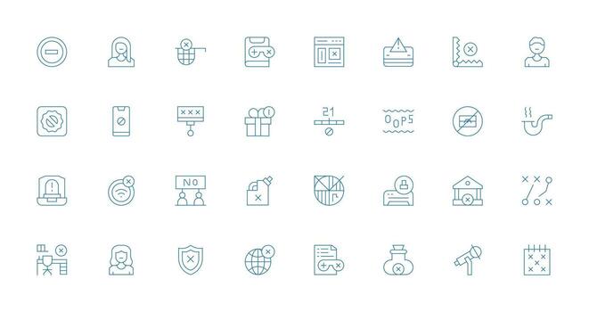 Blocked Set with 32 Thin Line Icons Clean Icon Set Icon Pack for UI Projects vector