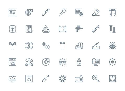 Regular Clean Line Icons from Fix Set with 35 Vectors Icon Set
