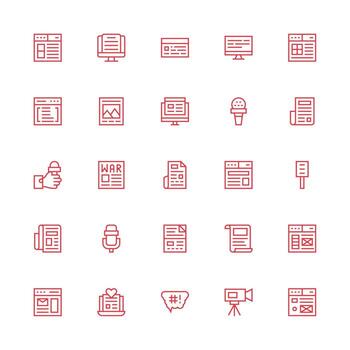 Medium Stroke Outline Icons from News Set with 25 Vectors Core Icon Collection for Daily Tasks