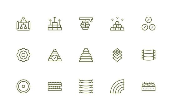 Layers Set with 15 Regular Line Icons Icon Set for Web vector
