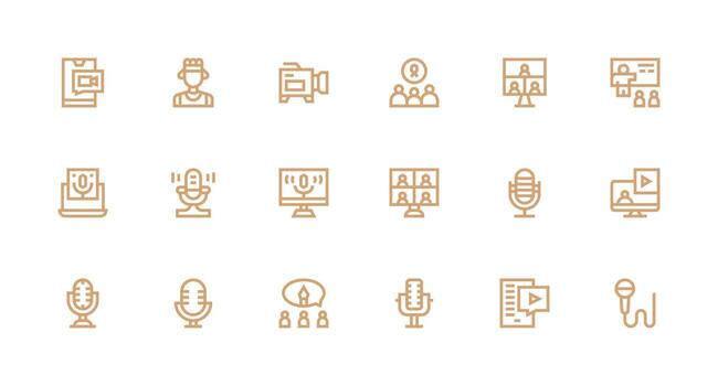 Strong Stroke Line Style Webinar Icons with 18 Vectors Clean Icon Set Icon Pack for UI Projects