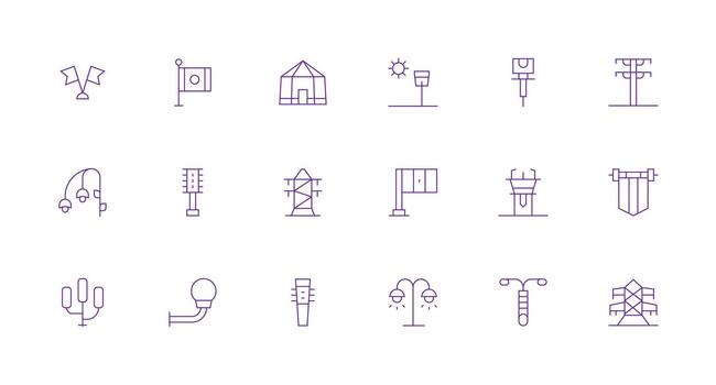 18 Minimal Line Icons for Pole Graphics Full Icon Library for UI Designers vector