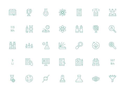 Research featuring 35 Icons in Light Line Design Interface Icons for Daily Use vector