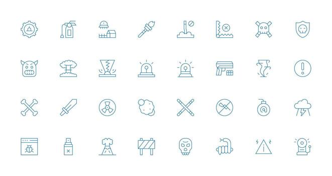 Danger featuring 32 Icons in Thin Line Design Clean Icon Set Icon Pack for UI Projects vector