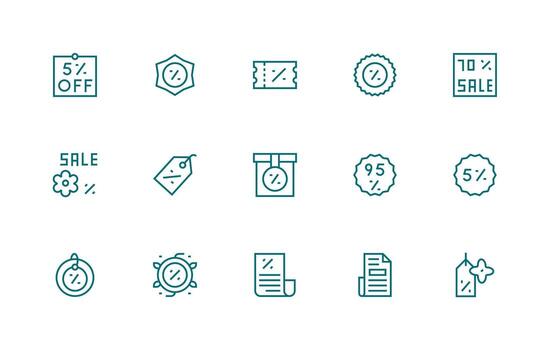 Markdown Icon Set with 15 Regular Line Graphics Printable Icon Collection vector