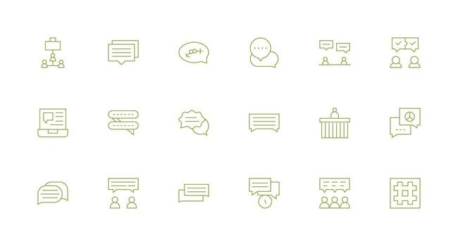 Minimal Line Icons from Discussion Set with 18 Vectors Clear and Concise Icon Set Collection