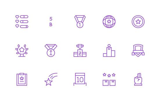 15 Regular Line Style Icons from Ranking Collection Icon Set for Projects vector