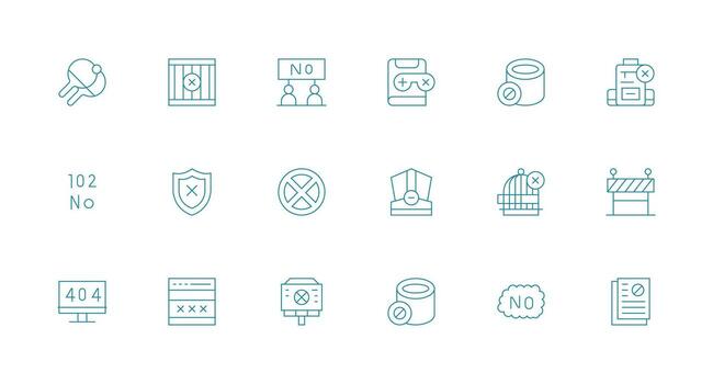 Access Denied Visual Pack containing 18 Minimal Line Icons Customizable Icon Series for Mobile Screens vector