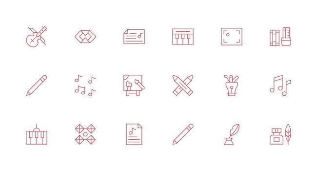 18 Minimal Line Designs for Composition Icons Core Icon Collection for Daily Tasks vector