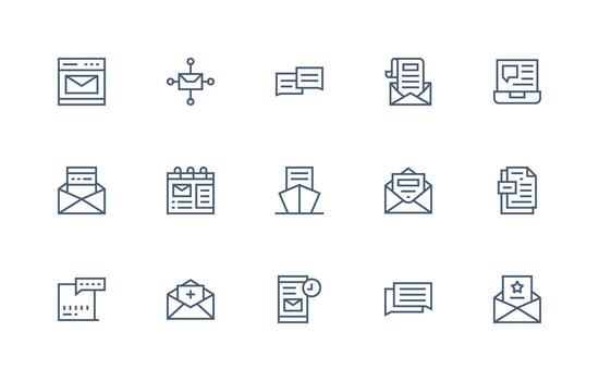 15 Icons for EMail in Regular Line Format Clean Icon Set Icon Pack for UI Projects vector