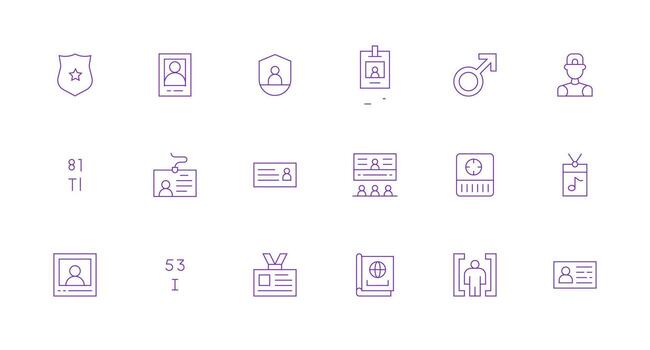 Minimal Line Icons from Identification Set with 18 Vectors Simple Icon Pack