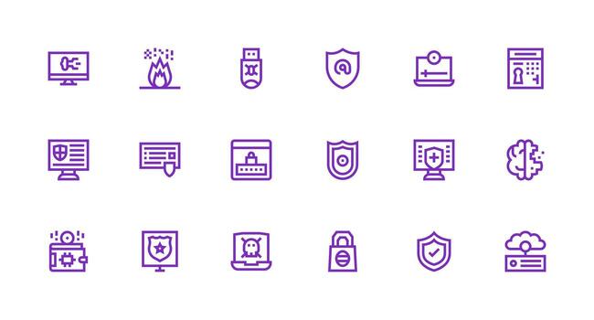 Cybersecurity Set with 18 Strong Stroke Line Icons Neatly Designed Icons for Web Platforms vector